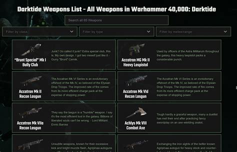 Darktide Weapons List [65 Weapons in Database, Pre